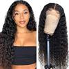 Hxxcoup Water Wave Human Hair Wig Glueless 13x1 Lace Front Wig Parrucca donna per capelli veri Unprocessed Brazilian 1B Natural Black Capelli umani Pre Plucked With Baby Hair for Woman 12 Inch