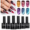 TOMICCA Cat Eye Gel Nail Polish, 6 colori viola blu profondo vetro cristallo glitter smalto semipermanente magnetico soak off UV/LED per nail studio e fai da te casa, 8 ml