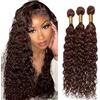 Tuheerst 22 24 26 Inch #4 Chocolate Brown Bundles Human Hair Double Weft Water Wave capelli umani Extensions Unprocessed Brazilian Virgin Hair Capelli Umani Total 3 Bundles Total 150g