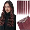 TESS Extension Capelli Veri Clip 6 Fasce Separate con Lace Base #99J Rosso Vino, 25cm 61g 100% Human Hair Naturali