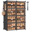 SONGMICS Scarpiera 8 Scomparti, Scarpiera Componibile Ingresso, 30 x 45 x 30 cm per Scomparto, Ante Trasparenti, Metallo, 32 Paia, Camera da letto, Nero Inchiostro e Marrone Trasparente LPC054BH01