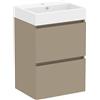 Baikal Mobile da bagno Mini. Mobile montato. 2 cassetti sospesi con lavandino. Armadio da bagno. Lavabo Ceramico. 45 cm Fango.