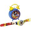 Disney Set Sveglia da Comodino Mickey Mouse Topolino e Orologio da Polso Digitale con Cinturino Regolabile