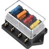CGEAMDY 4 Vie Scatola Portafusibili Standard, Scatola Portafusibili Universale a Lama Standard, ATO/ATC Porta Fusibili Lame Con Copertura Di Protezione, Per Auto Marina Camion (4 Fusibili + 1 Presa)