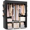 Vicye Armadio in Tessuto, Wardrobe Armadio Grande 19mm tubo metallico con 3 Barre Appendiabiti e 6 Tasche Laterali, Armadio da Campeggio Pieghevole per Camera da Letto e Spogliatoio Nero