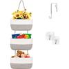 Kongming 3 livelli Cesto Portaoggetti da appendere Intrecciato, Porta oggetti da appendere in Corda Cotone, Scatola da appendere a parete e porta, per bagno, camera da letto