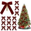 SUFANG 12 PCS Fiocchi Albero di Natale Rosso, Fiocchi Velluto Rossi Albero di Natale, Fiocchetti Nastro, per Ghirlanda Decorazione Natalizie Ornamenti Confezioni Fai da Te (Vino Rosso)