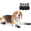 Hjumarayan Calzini Antiscivolo per Cani 4 Pezzi Calze Antiscivolo Cane Protezione Zampe con Cinghie di Fissaggio Regolabili, Maltesi Scarpine per Cani Cuccioli per Interni e Esterni, Nero, 4#