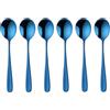 SBOMHS Cucchiaio per cereali, 18/10, in acciaio inox, 6 pezzi, lunghezza 17,5 cm, larghezza 4,5 cm, per porridge, cucchiaio da dessert Soup Spoons (blu)