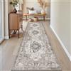 DEXI Passatoia Corridoio 60 x 210 cm, Tappeto Cucina Antiscivolo Lavabile, Tappetino Morbido Vintage di Pelo Corto e Lungo - Assorbente per Porta, Ingresso Interno e Lavanderia, Marrone