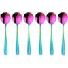 SBOMHS Cucchiaio per cereali, 18/10, in acciaio inox, 6 pezzi, lunghezza 17,5 cm, larghezza 4,5 cm, per porridge, cucchiaio da dessert Soup Spoons (arcobaleno)