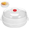 MAGICLULU Vaporiera Per Microonde Per Cottura a Vapore Microonde Cestello Per Riso E Pesce Con Coperchio Ventilato E Maniglia Adatta Per Gnocchi Pane E Panini in Cucina