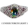 Gemsporium Anello in Argento Sterling 925 Ovale Opale Nero 7x5mm Topazio Bianco Gemma Gi...