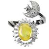 Gemsporium Anello in argento sterling 925 zaffiro giallo ovale 9x7 mm gemma gioiello mis...