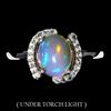 GemsPorium Anello in argento sterling 925 opale di fuoco ovale 9x7 mm pietra preziosa to...