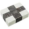 DRW Scatola rettangolare in resina con base in legno bianco osso e nero 13x18x5 cm