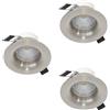 Eglo set 3 faretti LED da incasso Saliceto, dimmerabili, plafoniere piatte rotonde, alluminio argento, luce neutra, Ø 8,8 cm