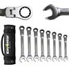 Enventor Set Chiavi a Cricchetto 8 Pezzi, Flessibile Chiave a Cricchetto da Metrico 8mm a 19mm, Cr-V, 72 Denti, Testa Flessibile a 180°, Arco di Rotazione a 5°, Set Chiavi Inglesi con Borsa
