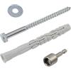 AERZETIX - Kit di 10 tasselli con flangia smussata Ø10x100 mm in nylon + 10 viti tirafondo Ø7x100 mm + 10 rondelle larghe per bullone M8 + 1 bussola esagonale da 1/4 SW12 per avvitare