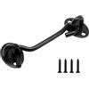 ExcInter Gancio per porta aperto, nero, 15,2 cm, in acciaio inox, resistente, con chiusura a occhiello, per capannone, cancello, porta, cromato