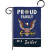 Breeze Decor Bandiera da giardino con scritta Proud Family Marinai delle forze armate USN Seabee United States American Military Veteran Retire Official House Decoration Striscione Piccolo cortile
