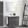 evineo ineo4 mobile La: 81 cm, 2 estraibili, con maniglia, lavabo doppio bianco, con armadietto a specchio per la Svizzera,, BE0835WH+BE0201AN+BEA041MI+BL001197, ineo4 [Mobili da Bagno > Set Mobili da Bagno]