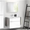 evineo ineo4 mobile La: 81 cm, 2 estraibili, con maniglia, lavabo doppio bianco, con armadietto a specchio per la Svizzera,, BE0835WH+BE0201WH+BEA041MI+BL001197, ineo4 [Mobili da Bagno > Set Mobili da Bagno]