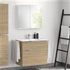 evineo ineo4 mobile La: 81 cm, 2 estraibili, con maniglia, lavabo doppio bianco, con armadietto a specchio per la Svizzera,, BE0835WH+BE0201OA+BEA041MI+BL001197, ineo4 [Mobili da Bagno > Set Mobili da Bagno]