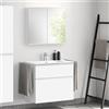 evineo ineo4 mobile La: 81 cm, 2 estraibili, con maniglia, lavabo doppio bianco, con armadietto a specchio per la Svizzera,, BE0835WH+BE0201WM+BEA041MI+BL001197, ineo4 [Mobili da Bagno > Set Mobili da Bagno]