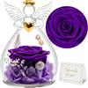 Sunia Rosa Eterna Regalo Donna, Rosa Stabilizzata con Figurine Angelo Regalo Mamma, Angelo Custode Regalo Donna Compleanno, Regali per Lei, Regalo Mamma Nonna Natale San Valentino Festa della Mamma