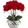 Briful 44 cm Orchidee artificiali Phalaenopsis, fiori artificiali come veri, decorativa, orchidea bonsai, pianta artificiale in vaso di ceramica per tavolo, soggiorno, decorazione della casa (rosso)