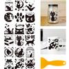 GLOBLELAND 18 fogli di gatto fiori UV DTF tazza di trasferimento adesivo 3.9x3.6 Pollici luna stella DTF trasferimenti mobili di grandi dimensioni per bicchieri di vetro Keraflott mobili vetro legno