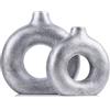 QIANLING Set di 2 vasi in ceramica argentata, vasi decorativi moderni per centrotavola e stile domestico, supporto per fiori per soggiorno, cucina, camera da letto, caminetto, tavolo da pranzo, ufficio o casa