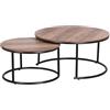 Calicosy Urban Living JOYA Set di 2 tavolini da caffè in legno e gambe in metallo nero D57 x H35 cm e D77 x H40 cm