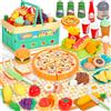 TEBOKHAD Giocattolo Da Taglio per Cucina per Bambini, 52 Pezzi Accessori Cucina Bambini Set Con Rutta Da Tagliare E Verdura Giocattolo, Pizza, Cibo Finto, Giochi Montessori, Regalo per 3 Anni