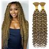 NICMISS Human Braiding Hair 2 Bundles Water Wave Bulk Human Hair for Braiding 100% Unprocessed Brazilian Human Hair No Weft Blonde #27 Human Hair Extensions for Boho Braids (14 inch/100g)