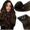 LaaVoo Extension Capelli Veri Clip, Balayage Castano Scuro a Marrone Chiaro e Biondo, 60cm 150g 7pcs, Capelli Veri Umani, Lunga Durata, per Cerimonie Importanti, Colore 2-8-2