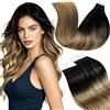 LaaVoo Extension Capelli Veri Biadesivo 60cm Castano Scuro fino a Castano e Biondo Sporco Extension Biadesive Capelli Veri Invisibile Adesive 50g 20pz #2/6/12
