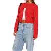 Nicoxijia Cardigan da donna Y2K in maglia, a manica lunga, con chiusura con bottoni sul davanti, corto, a tinta unita, autunnale, Rosso vinaccia, S