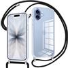 Pnakqil Cover per iPhone 17 con Cordino, Custodia con Laccio Collana Tracolla Trasparente Cellulare Antigraffio Silicone Proteggere Corda Case per iPhone 17, Nero 01