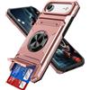 IMEIKONST Cover per iPhone 17 Air con Porta Carte, Militare Armor Protezione Metallo Anello Supporto Custodia Antiurto TPU Bumper Case per iPhone 17 Air. Oro Rosa TCKB