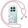 Yoedge Cover con Cordino per Xiaomi Redmi Note 14 Pro 5G/Poco X7 6,67, Trasparente Disegni Fiori Custodia con Collana Tracolla Laccio Collo, Sottile TPU Silicone + PC Case per Redmi Note 14 Pro,05