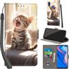 PHINIENLAND Cover per Huawei P Smart Z / Y9 Prime 2019 Case PU Pelle Custodia [Kickstand] [Chiusura magnetica] [Slot per Schede], Portafoglio Flip Custodia per Huawei Honor 9X / 9X pro,Gatto