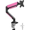 suptek Supporto per Monitor da 13-32" fino a 9 kg Braccio per Schermo LCD LED con Molla a Gas Inclinazione Girevole e Regolabile in Altezza Girevole a 360° VESA 75 x 75/100 x 100 mm (Nero-Rosa)
