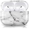 Newseego Cover Rigida per PC Compatibile con AirPods Pro 3 Generazione 2025, Disegno del Modello di Marmo per le Ragazze e le Donne Custodia Protettiva Antiurto per Apple AirPods Pro 3 Gen-Bianco