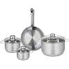 Fackelmann ELO 9867550 - Set di 1 padella da 24 cm e 3 pentole, 12, 14 e 20 cm, Elo Profi lucido, acciaio inox, induzione 9867550