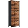 Somdot Cassettiera Camera da Letto in Tessuto, Mobiletto Salvaspazio, Settimino per Soggiorno, Studio, Cameretta, Ingresso, 30P x 42l x 114,5H (5 Cassetti), Effetto grano di legno