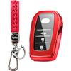 MEDZUK Custodia per Chiave Compatibile con Toyota Aygo X 2022-2024 2025 Cover Chiave Auto, Guscio Chiave TPU con Portachiavi Accessori Protezione (Rosso)