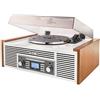 Dual NR 7 - Impianto musicale stereo con giradischi (sintonizzatore FM, CD-RW, MP3, USB, Bluetooth, Aux-In), marrone