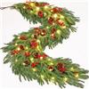Dremisland 2 Pezzi Prelit Ghirlanda di Natale con 100 Luci Norfolk Pino Ghirlande Ghirlande Natalizie Rami di Abete Piante Verdi Finte Bacche Rosse Decorazione Natalizia per Esterno Interni Camino Scale Porta